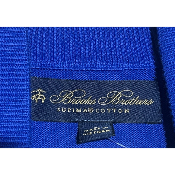 Brooks Brothers Supima Cotton Pullover Sweater Mens Large Blue Mock Neck 1/4 Zip - Picture 11 of 13